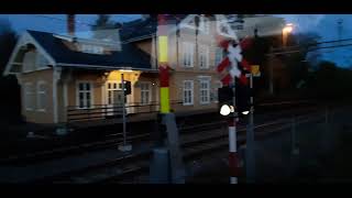 Passing by Magnor Railroad crossing and Station on the Bus to Kongsvinger  8102023 [upl. by Cassiani898]