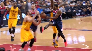 John Wall Passes Between Two Defenders for Gortat Dunk  020617 [upl. by Connors]