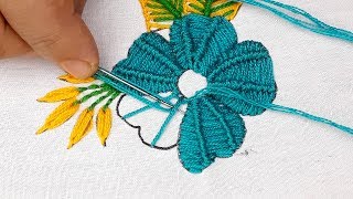 Hand embroidery Spider stitch design  Spider stitch tutorial [upl. by Inad]