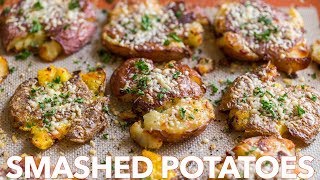 Crispy SMASHED POTATOES  Easy Side Dish [upl. by Niwroc]