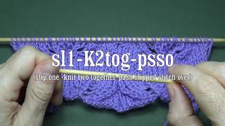 Knitting translate sl1K2togpsso slip oneKnit two togetherpass slipped stitch over [upl. by Ayanal]