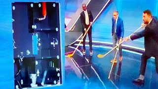 Paul Bissonnette  Biz Breaks Screen with Puck on TNT Intermission Report FULL CLIP NHL Highlights [upl. by Rabkin621]