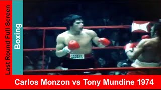 Carlos Monzon vs Tony Mundine Widescreen Color Fight Highlights amp Knockout Title Boxing Match 1974 [upl. by Shadow257]