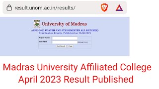 Madras University April 2023 Result Published Breaking News [upl. by Aja509]