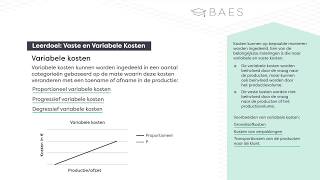 Vaste en variabele kosten  BAES Education [upl. by Richards]