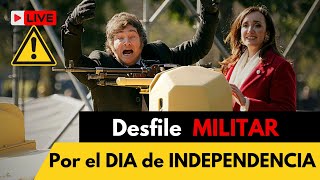 Milei AHORA junto a Villarruel y excombatientes de Malvinas Desfile militar por el 9 de julio [upl. by Sears]