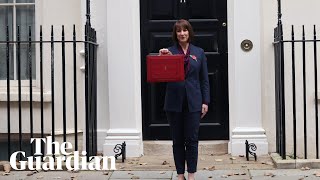 Rachel Reeves holds up red box at Downing Street before budget [upl. by Luis]