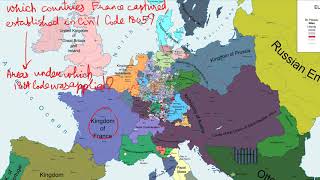 Civil Code 1804 MAP  countries that were influenced by spread of revolutionary ideas of France [upl. by Yduj]