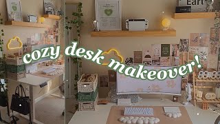 cozy desk makeover🌿🖥️ my dream desk setup HUGE amazon haul pinterest inspired [upl. by Einon]