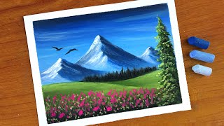 Easy Oil Pastel Mountain Landscape Painting for beginners  Oil Pastel Drawing [upl. by Luemas344]