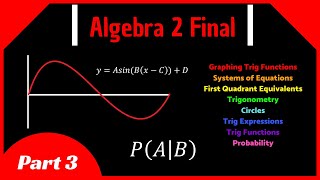 Algebra 2 Final Review Part 3  Trigonometry Probability Circles Graphing Trig Functions [upl. by Ardeid]