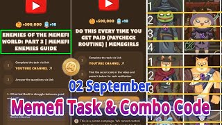 Memefi Combo Today  Memefi Task Code  Memefi Daily Combo [upl. by Maury]