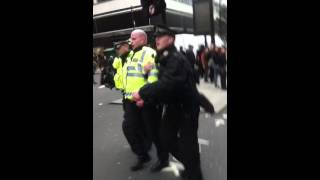 British Cop Loses it at AntiAusterity March  Has to be Taken Away [upl. by Dieball]