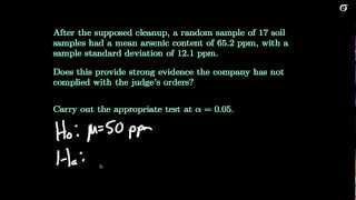 Hypothesis Tests on One Mean A t Test Example [upl. by Glendon492]