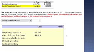 Retail Inventory Method to Estimate Ending Costs Exercise 615 [upl. by Witt79]