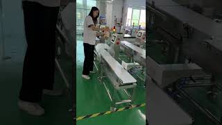 High accuracy conveyor belt check weigher production line checkweigher with pusher rejector [upl. by Inalial330]