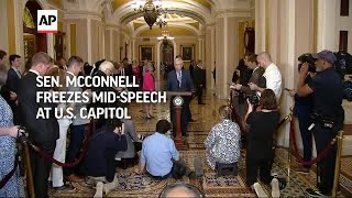 Mitch McConnell briefly leaves news conference after freezing up midsentence [upl. by Naples754]