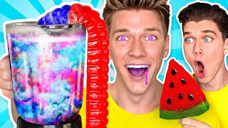 Funniest Gummy Food vs Real Food Smoothie Challenges Good vs Gross How To Make Sourest Candy Drink [upl. by Nylekoorb]