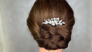 Chignon suitable for short hair Simple chignon for European hairشنیون موی ساده ‌کوتاه٫ساده اما شیک [upl. by Wiener725]