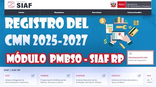 Registro del Cuadro Multianual de Necesidades 2025  2027 en el Módulo web PMBSO  SIAF RP [upl. by Antipas]