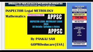 APPSC  MATHEMATICS DAY 1  Legal Metrology INSPECTOR [upl. by Gunilla600]