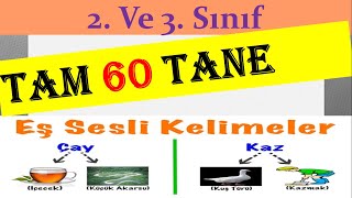 2 ve 3 Sınıf EŞ SESLİsesteş KELİMELER Hepsi Görselli Tam 60 tane Sesteş Kelime [upl. by Winn]