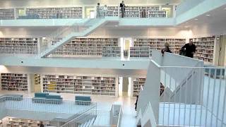 Stuttgart  Bibliothek 21 Eschereskes Treppenhaus in zahnpastaweiss [upl. by Relyuhcs]