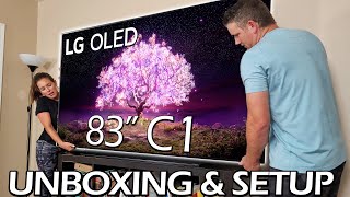 83quot LG C1 Series OLED 4K UHD webOS TV  Unboxing amp Setup [upl. by Aitenev]