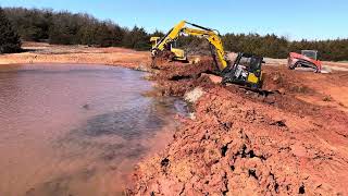 Breaking the dam on the old pond heavyequipment sany dozer bassfishing [upl. by Yuille771]