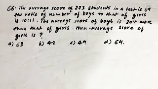 The average score of 273 students in a test is 69 the ratio of number of boys to that of girls is [upl. by Jeavons]