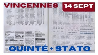 PROGRAMME QUINTÉ DE DEMAIN SAMEDI 14 SEPTEMBRE 2024 A VINCENNES [upl. by Nnylaf]