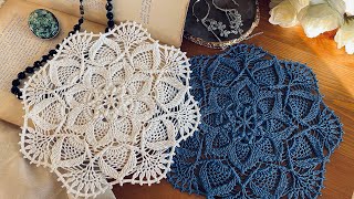 立体模様のドイリー2【編み図付き】｜How to crochet Pattern [upl. by Aihseyt]