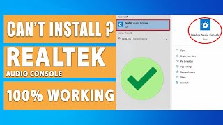 Cant Install Realtek Audio Console App 100 Working [upl. by Ladnek]