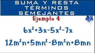 Suma o reducción de términos semejantes  Ejemplo 4 [upl. by Priest31]