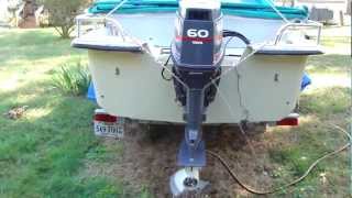 CAROLINA SKIFF BOAT START UP 60 YAMAHA 2STROKE  CRAZY EXHAUST  SICK PARTY BOAT [upl. by Arekahs]