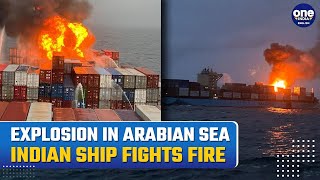 A Massive fire breaks out on a Maersk containership in the Arabian Sea rescue operation underway [upl. by Karine802]