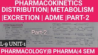 Pharmacokinetics02ADME DistributionMetabolismExcretionL9 unit1Pharmacologyb pharma4 sem [upl. by Viens]