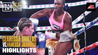 FOURWEIGHT WORLD CHAMP  Claressa Shields vs Vanessa Joanisse Fight Highlights [upl. by Nalak539]