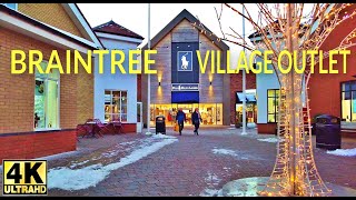 Braintree village outlet walking tour  Outlet shopping village in Essex UK  4K [upl. by Hawley]