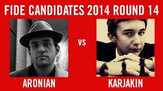 FIDE Candidates 2014 Round 14  Aronian vs Karjakin [upl. by Aihsitan]