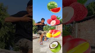 Rounding coconut to mango grapes lichi amp watermelon  fruit names magic video vfx funny [upl. by Tildie]