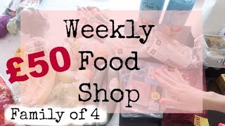 BUDGET FAMILY FOOD HAUL  £50 FOOD HAUL FOR FAMILY OF FOUR  KERRY WHELPDALE [upl. by Lapointe669]