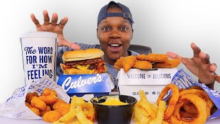 Culvers MUKBANG  Double ButterBurger Onion Rings Cheese Curds [upl. by Woodford]