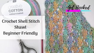 Crochet Shell Stitch Shawl [upl. by Zadoc]