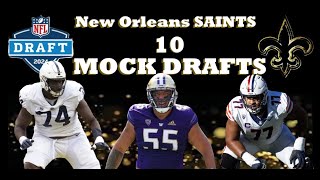 New Orleans SAINTS 10 Mock Drafts [upl. by Ocirema438]