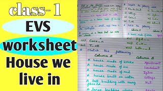 Class 1 EVS Types of houses  Houses We Live In  Class 1  EVS Worksheet  Types of houses [upl. by Ruperto]