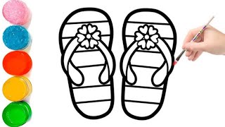 How to Draw FlipFlops  Beach Slippers Drawing easy  Chappal Easy Drawings [upl. by Attenra809]