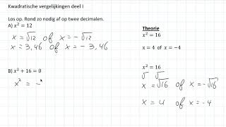 Vergelijkingen van de vorm x2  c 2 HAVOVWO amp 2 VWO [upl. by Atima169]