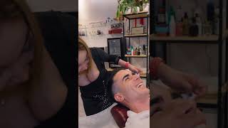 ASMR Haircut Shave and Head Massage by Thai Female Barber shorts [upl. by Katlaps]