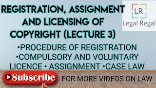 Copyright lecture 3 Procedure of registration Compulsory Licensing assignment case laws IPR [upl. by Rennane]